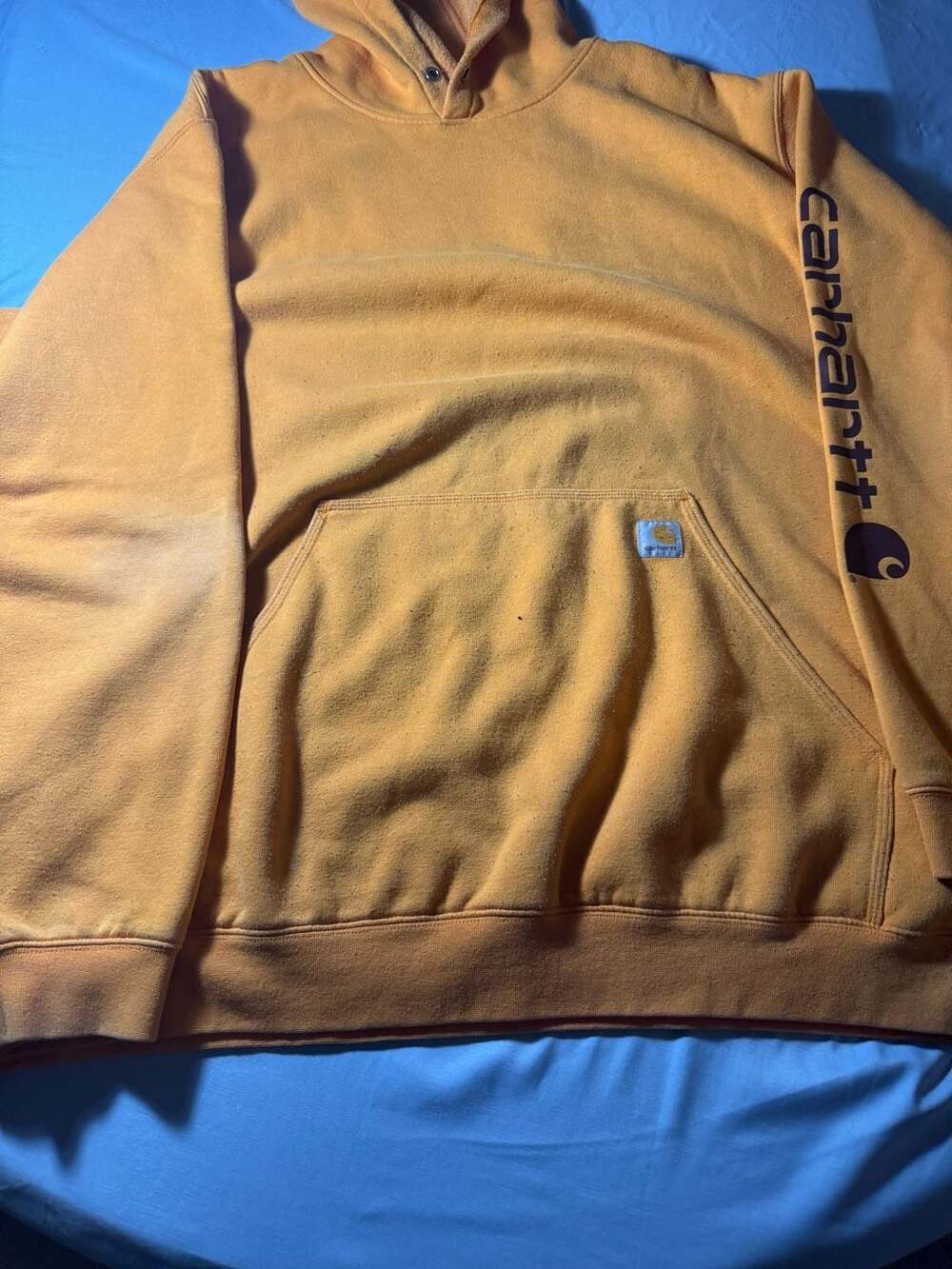Carhartt Loose Fit Sleeve Logo Hoodie Sweatshirt Orange 4XL Tall